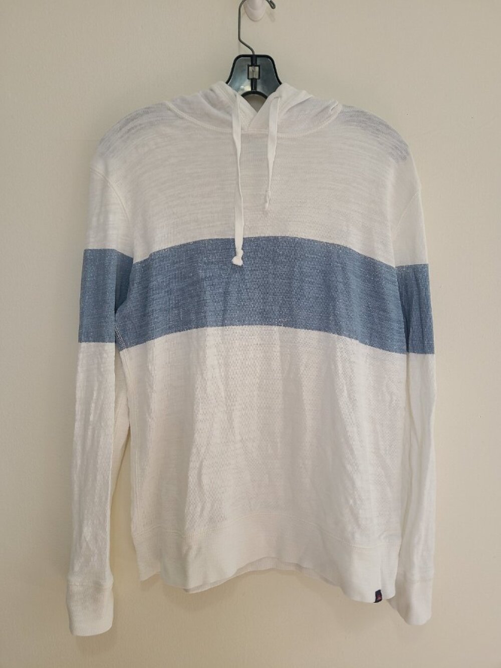 Faherty Hoodie Mens Small White Striped Sunwashed Slub Organic Cotton